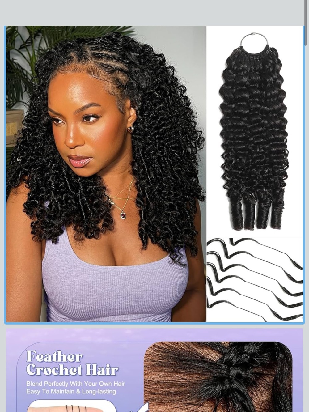 Burmese Curly Crochet Human Hair, 16 Inch 60g Lightweight Reusable Pre Separated